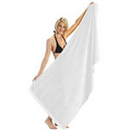 Heavy Weight Jumbo Size Dobby Hem Velour Beach Towel (White Embroidered)